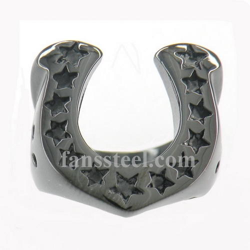 FSR07W65B Star Lucky Horseshoe  Ring 